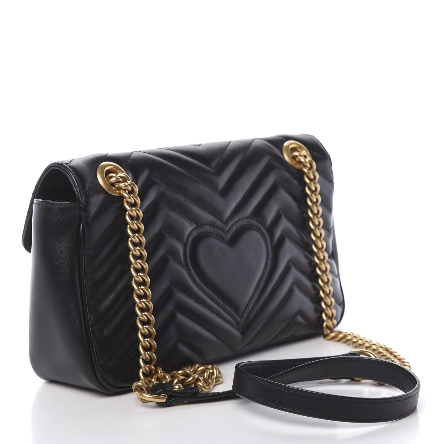 Calfskin Matelasse Small GG Marmont Shoulder Bag Black