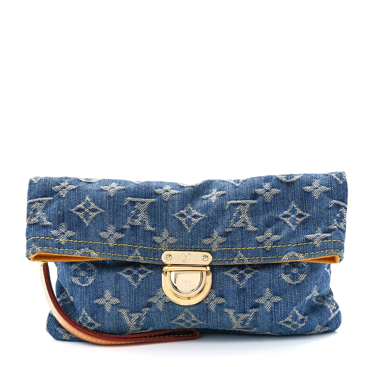 Monogram Denim Pochette Plat Clutch Blue