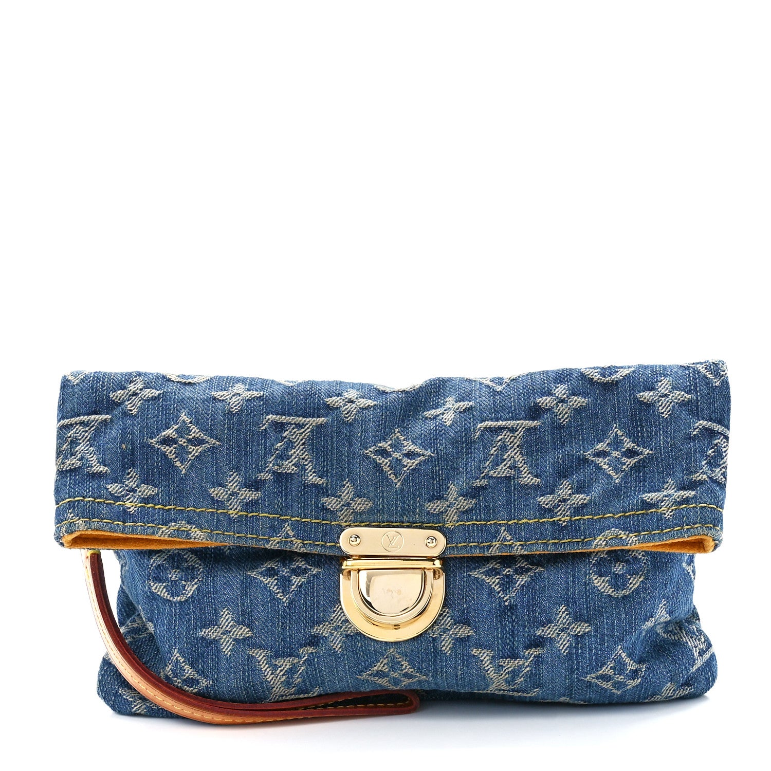 Louis Vuitton Monogram Denim Pochette Plat Clutch Blue 7 of 10
