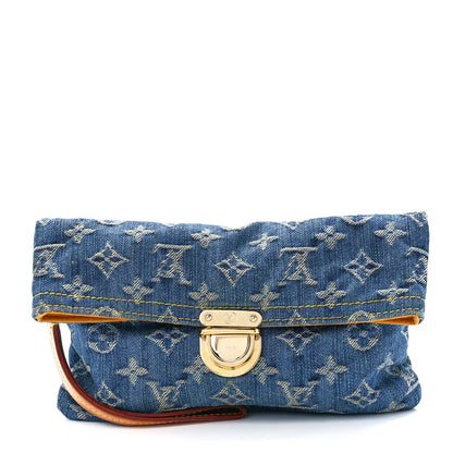 Louis Vuitton Monogram Denim Pochette Plat Clutch Blue 7 of 10