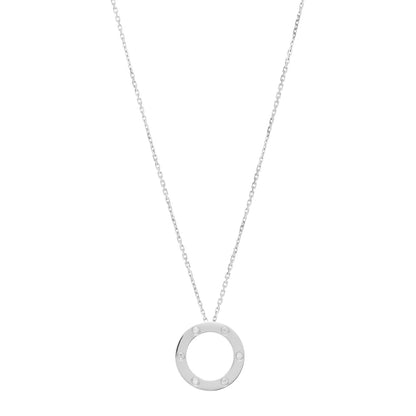 Cartier 18K White Gold 3 Diamonds LOVE Pendant Necklace 1 of 5