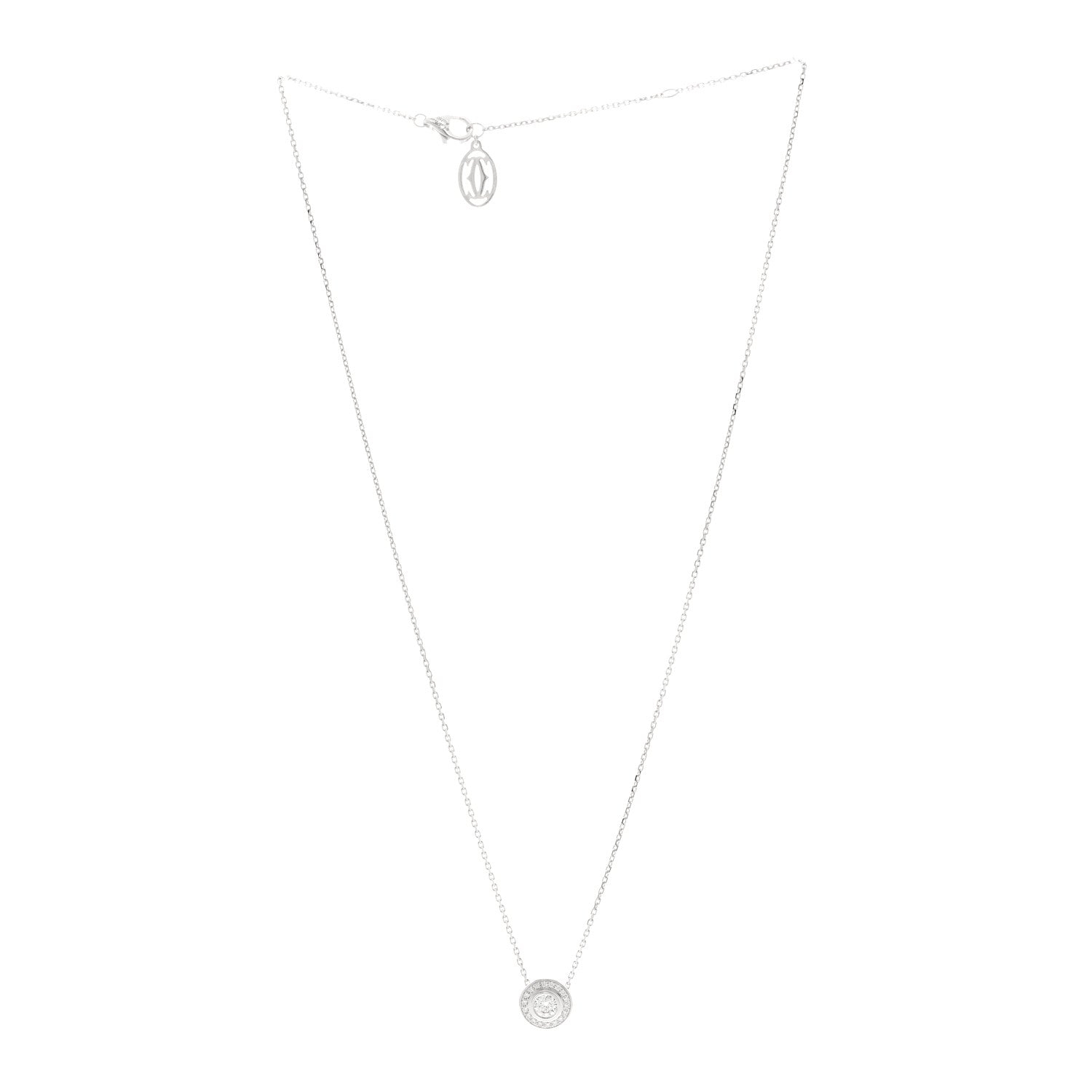 Cartier 18K White Gold Diamond 21.ctw D'Amour Pave Pendant Necklace 3 of 5