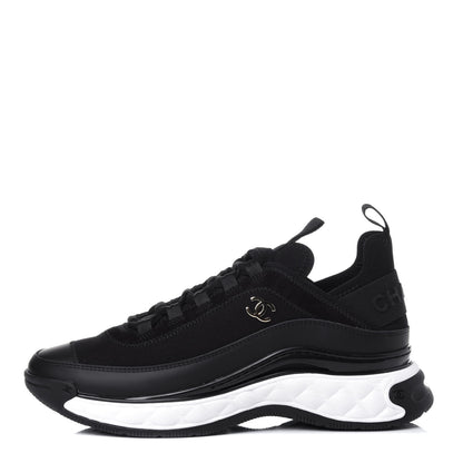 Chanel Velvet Calfskin Mixed Fibers CC Sneakers 37 Black 1 of 12