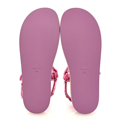 Chanel Metallic Laminated Goastkin Chain Flat Sandals 38.5 Pink 5 of 8