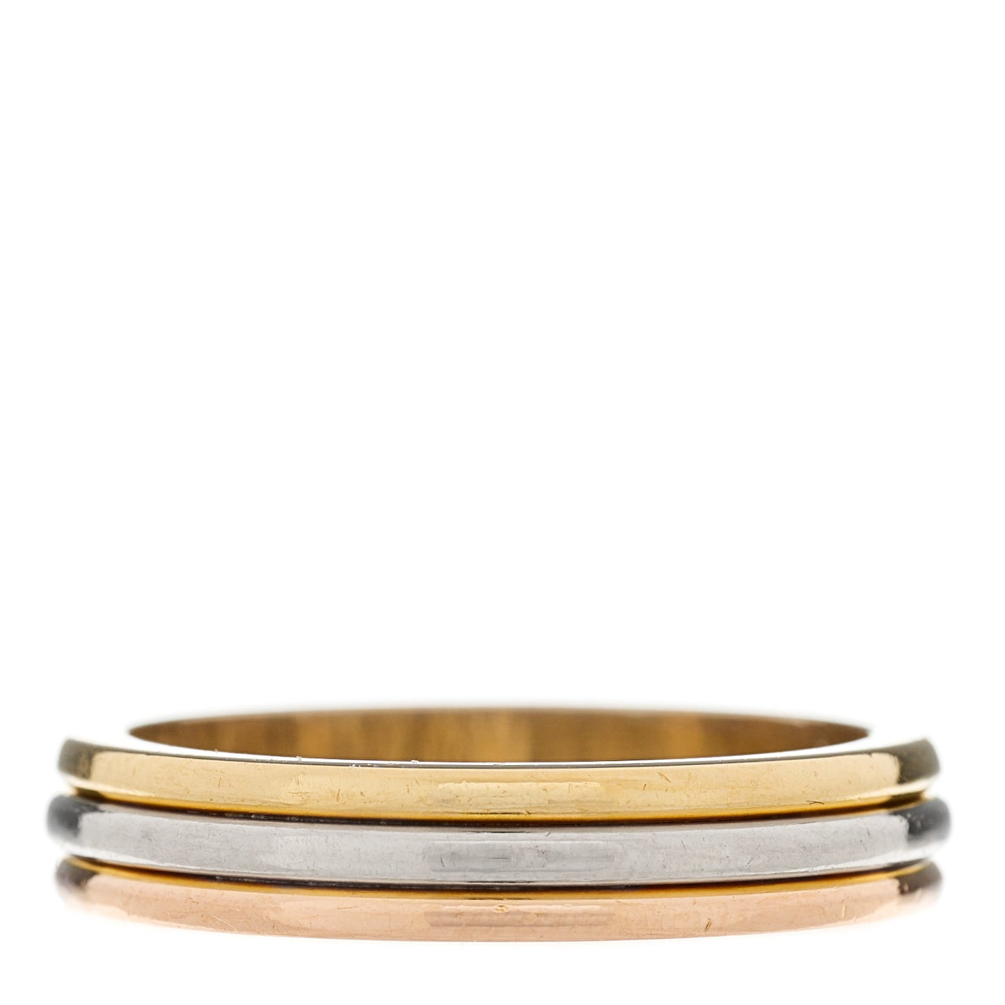 18K Pink White Yellow Gold 3.8mm Trinity Wedding Band Ring 51 5.75