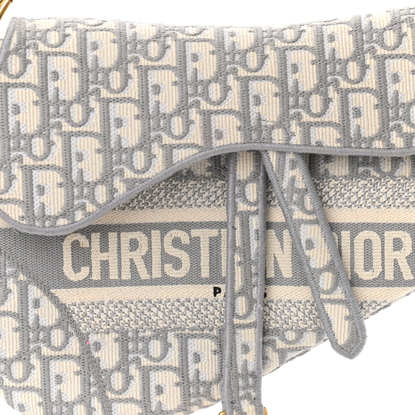 Oblique Embroidered Saddle Bag Gray