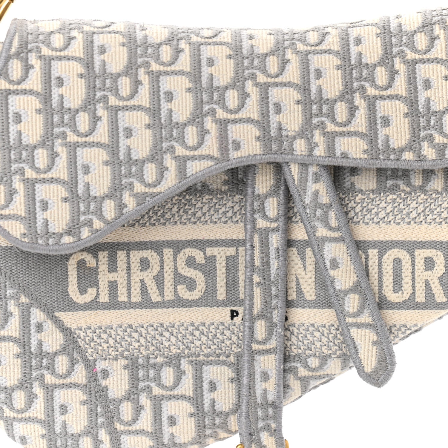 Christian Dior Oblique Embroidered Saddle Bag Gray 11 of 13