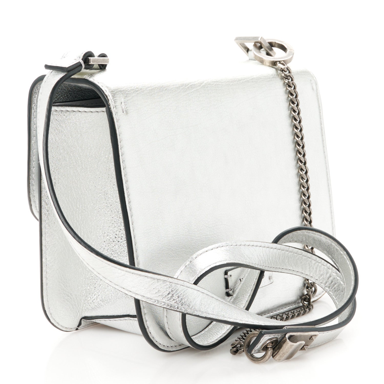 Valentino Garavani Metallic Calfskin Small VSling Shoulder Bag Silver 3 of 10