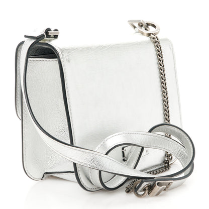 Valentino Garavani Metallic Calfskin Small VSling Shoulder Bag Silver 3 of 10