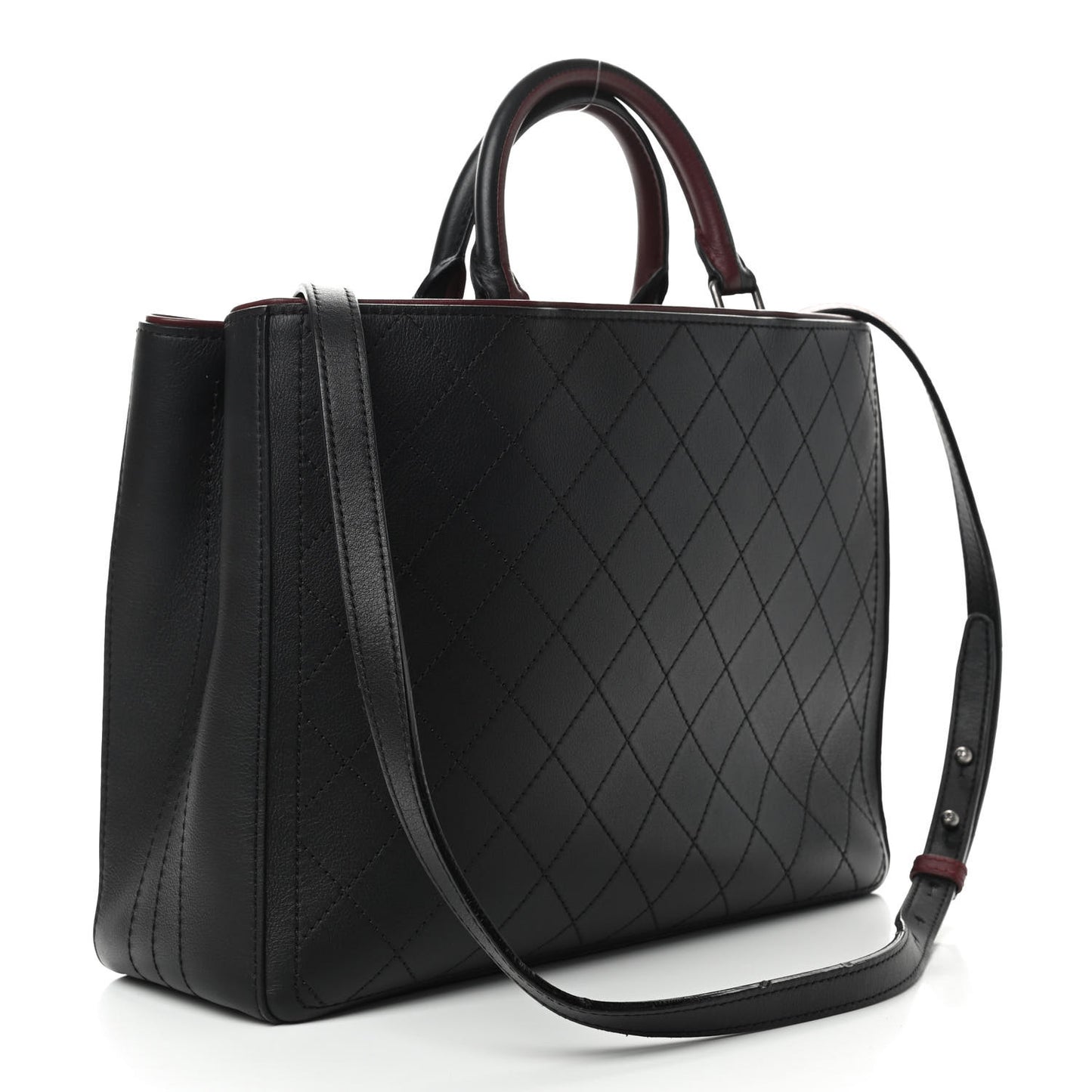 Bullskin Stitched Bi-Color Large Shopping Tote Black