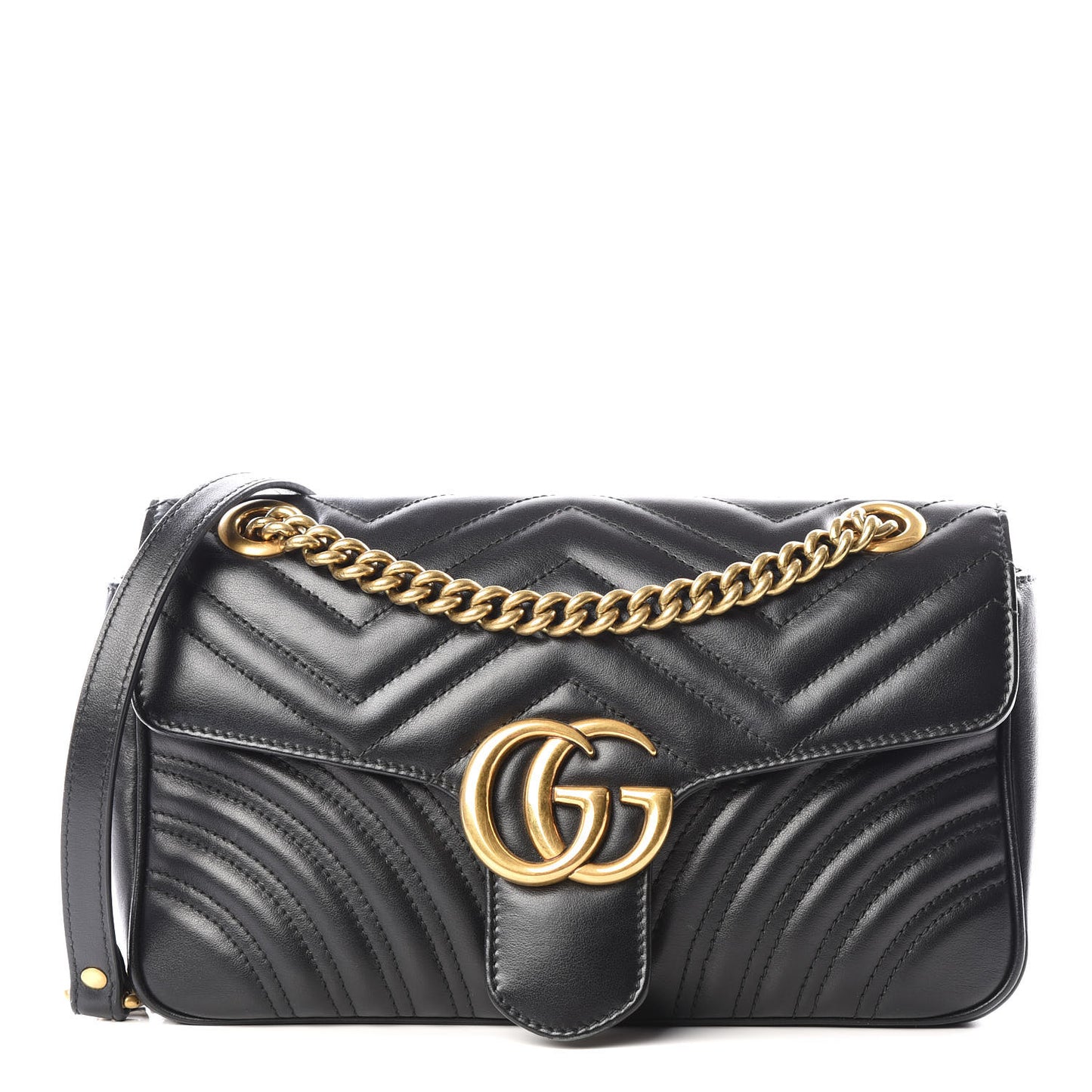 Calfskin Matelasse Small GG Marmont Shoulder Bag Black