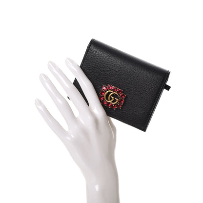 Gucci Calfskin Crystal Double G Card Case Black 2 of 7