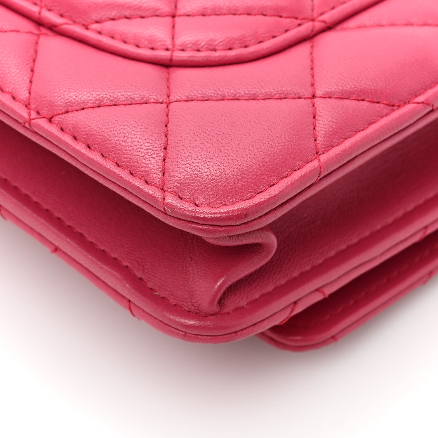 Chanel Lambskin Quilted CC Pearl Crush Wallet on Chain WOC Dark Pink 17 of 18