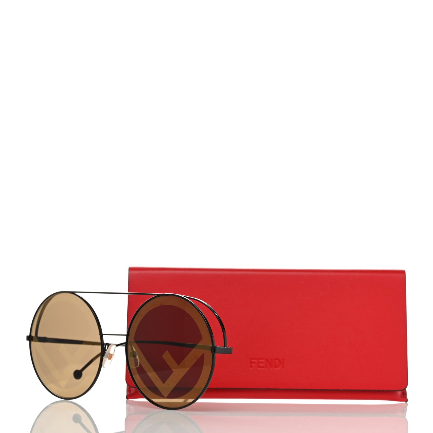 Metal F is Fendi Printed Run Away Round Frame Sunglasses FF 0285/S Black