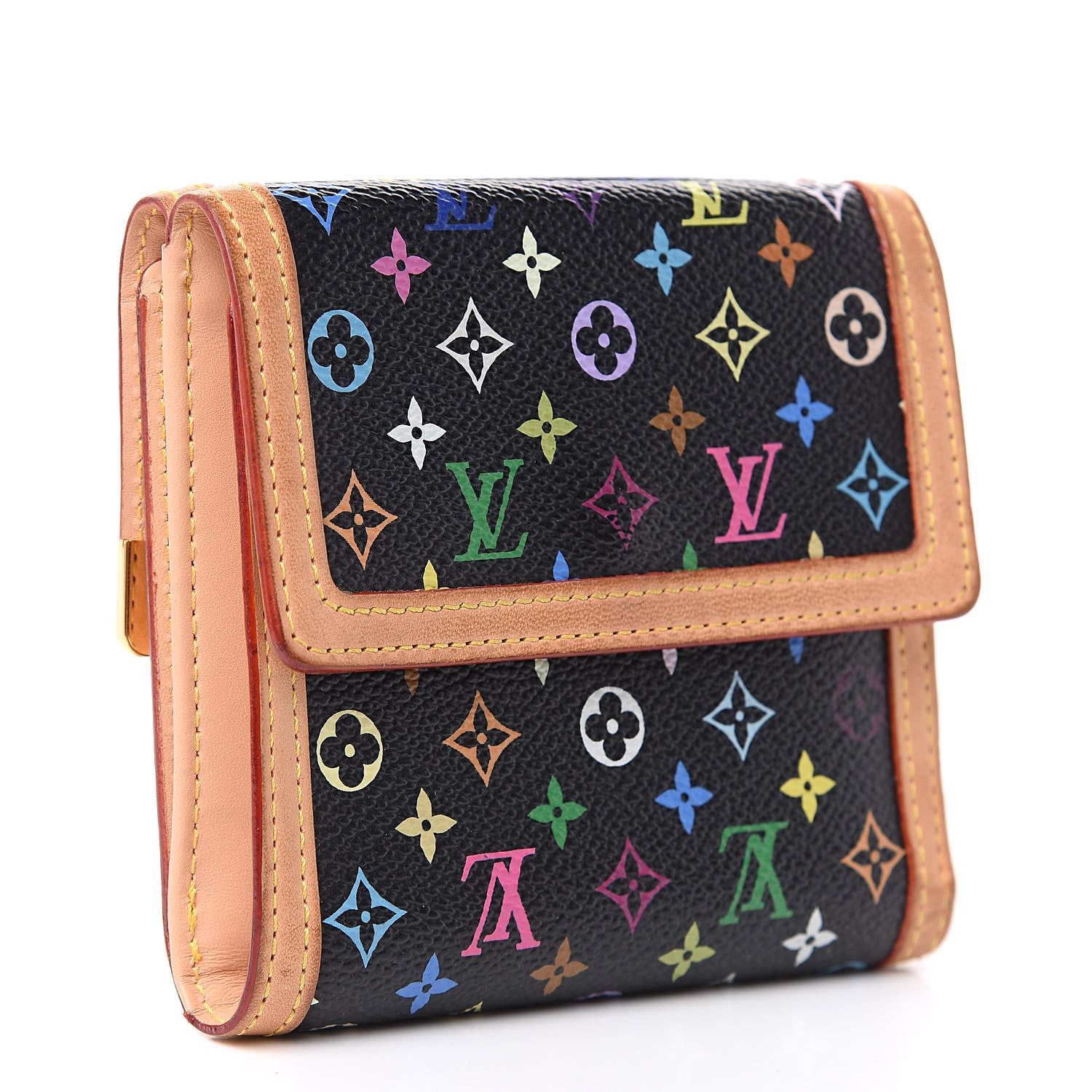 Louis Vuitton Monogram Multicolor Porte-Monnaie Billets Wallet Black 3 of 10