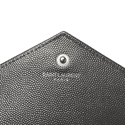 Saint Laurent Grain De Poudre Matelasse Chevron Monogram Chain Wallet Storm 7 of 10