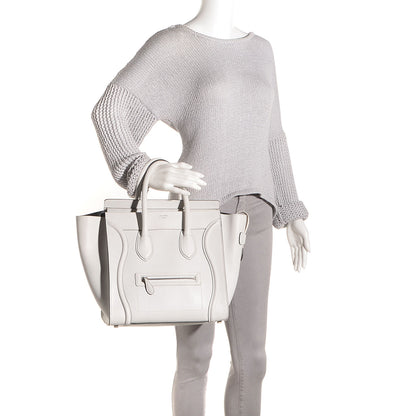Celine Smooth Calfskin Mini Luggage White Black 2 of 8