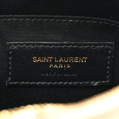 Saint Laurent Grain De Poudre Matelasse Chevron Quilted Round Vinyle Camera Bag Dark Beige 6 of 9