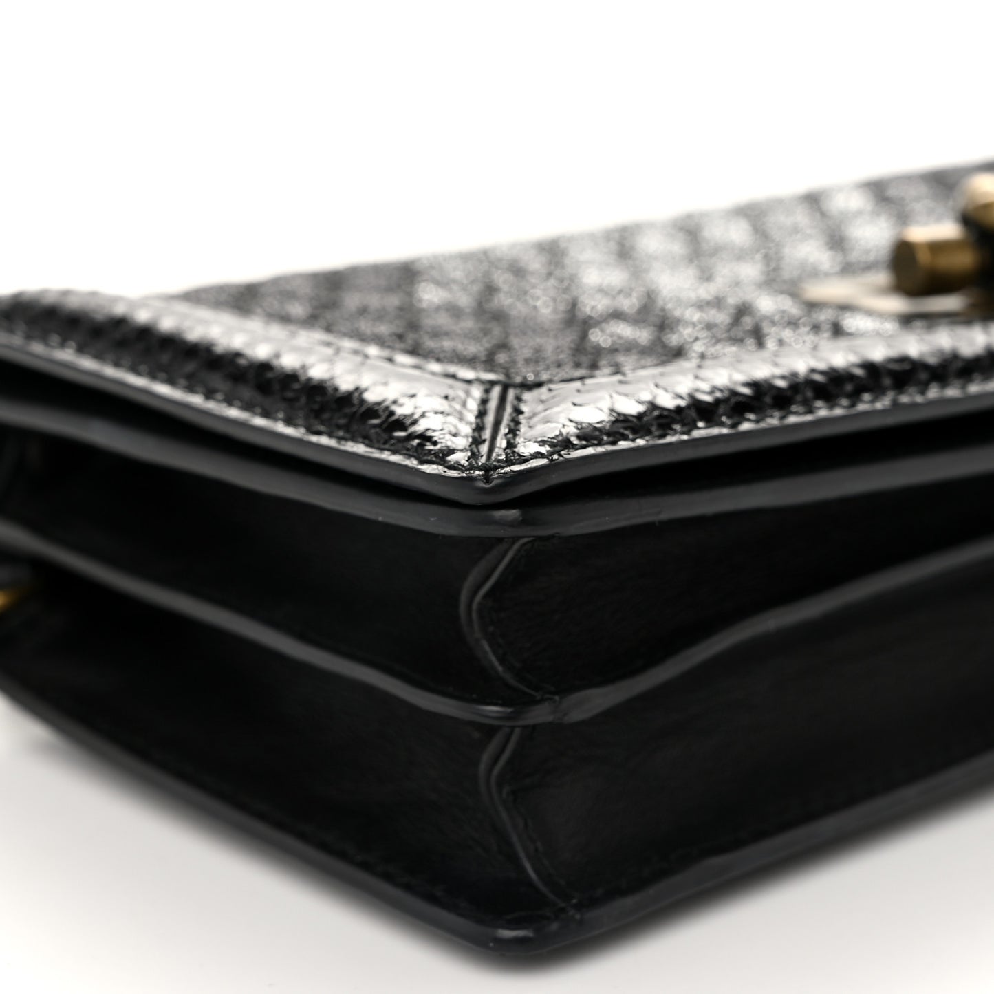 Metallic Wool Woven Patent Ayers Olimpia Knot Silver Black