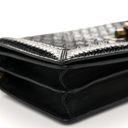 Bottega Veneta Metallic Wool Woven Patent Ayers Olimpia Knot Silver Black 7 of 10
