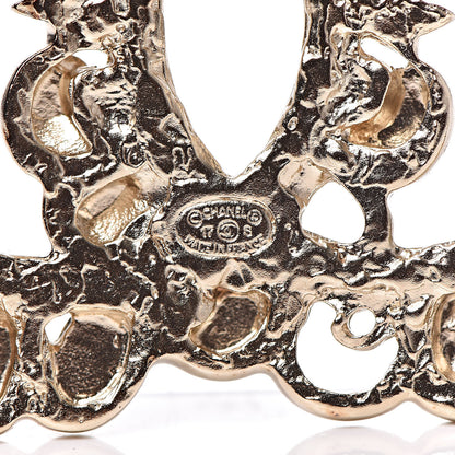 Chanel Gripoix Pearl CC Brooch Multicolor Light Gold 4 of 5