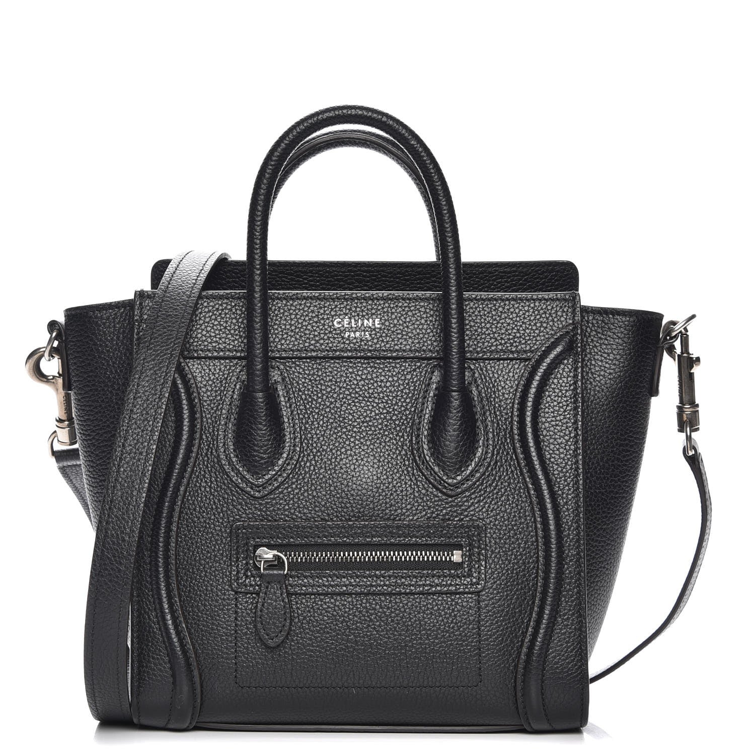 Celine Drummed Calfskin Nano Luggage Black 1 of 8