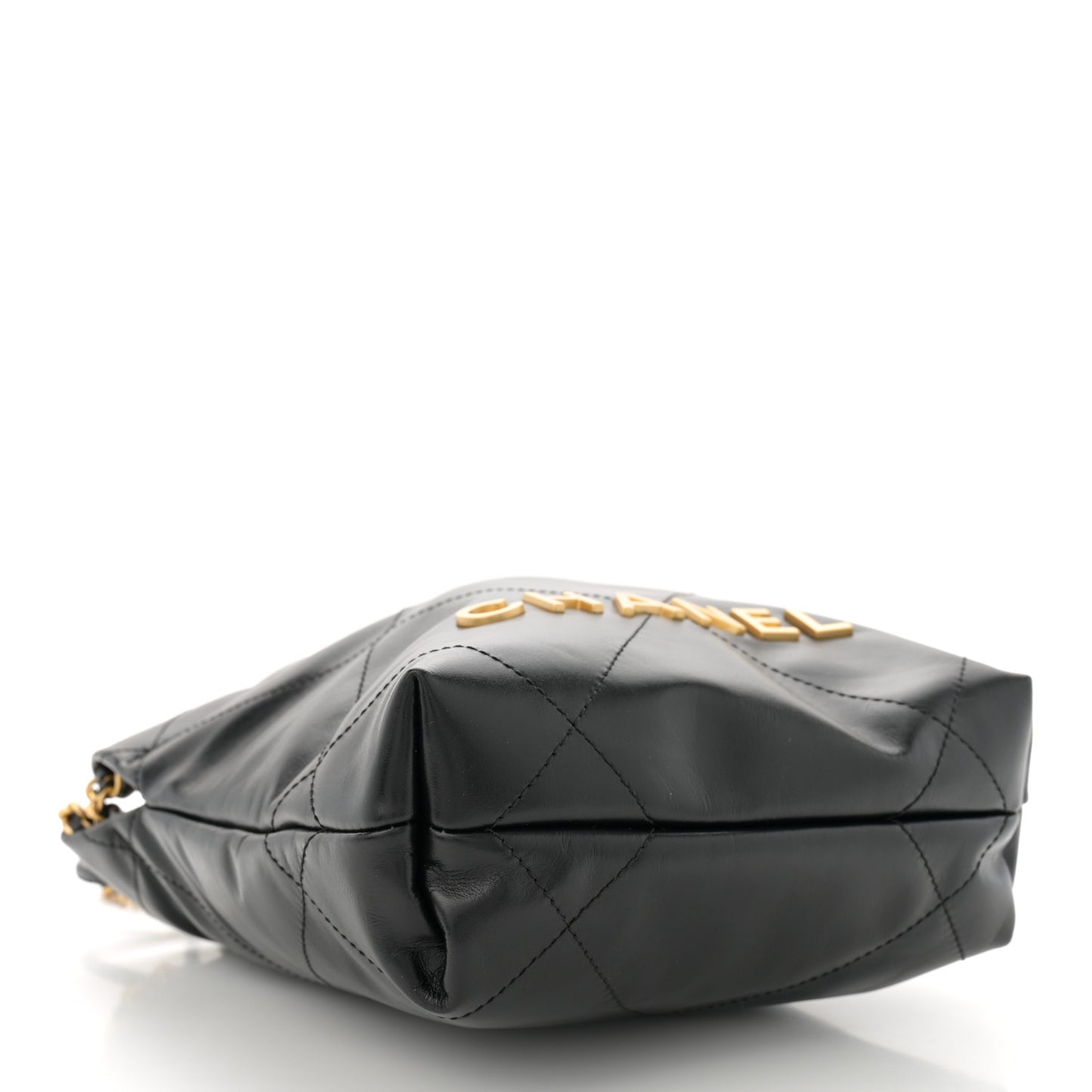 Shiny Calfskin Quilted Mini Chanel 22 Black