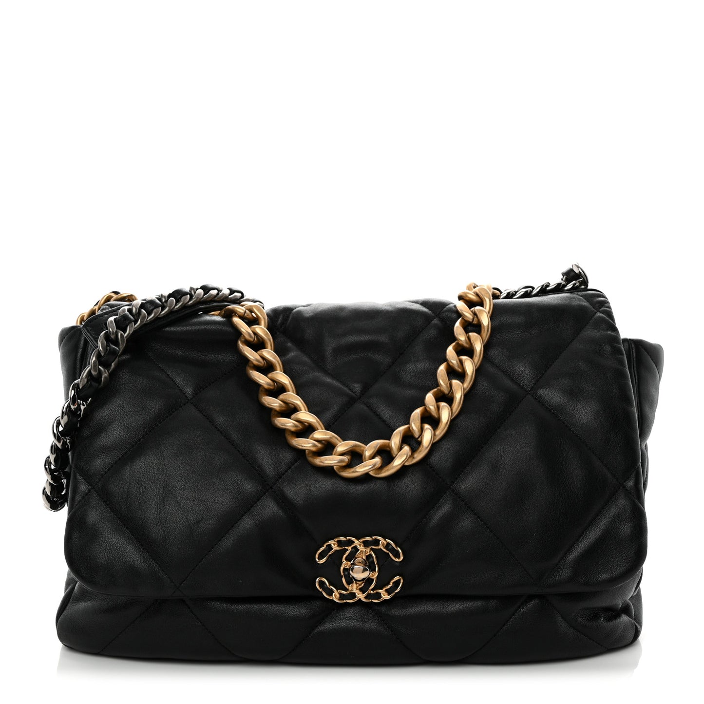 Goatskin Quilted Maxi Chanel 19 Flap Black