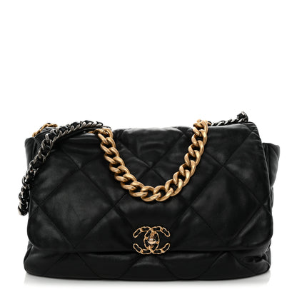 Chanel Goatskin Quilted Maxi Chanel 19 Flap Black 1 of 10