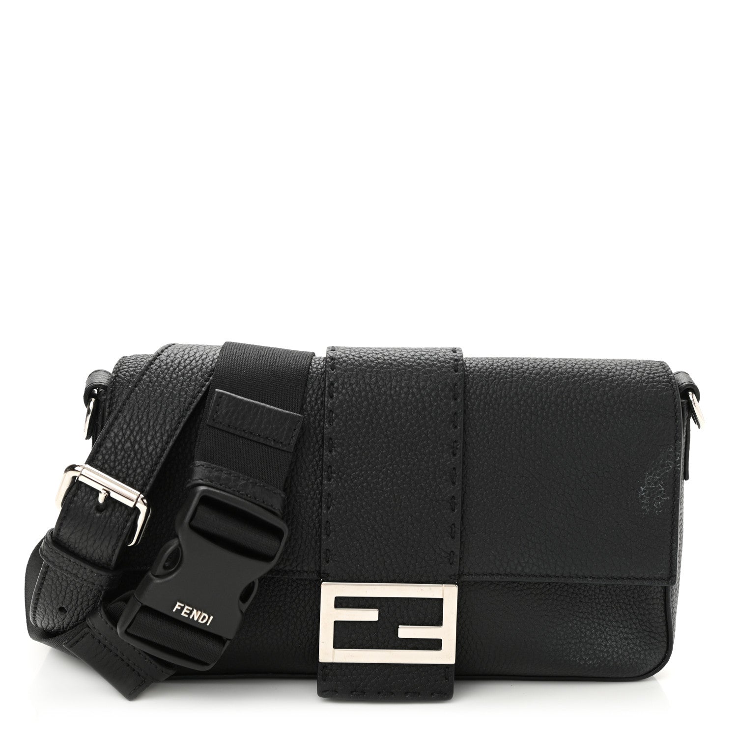 Fendi Cuoio Romano Selleria Belt Baguette Bag Black 1 of 9
