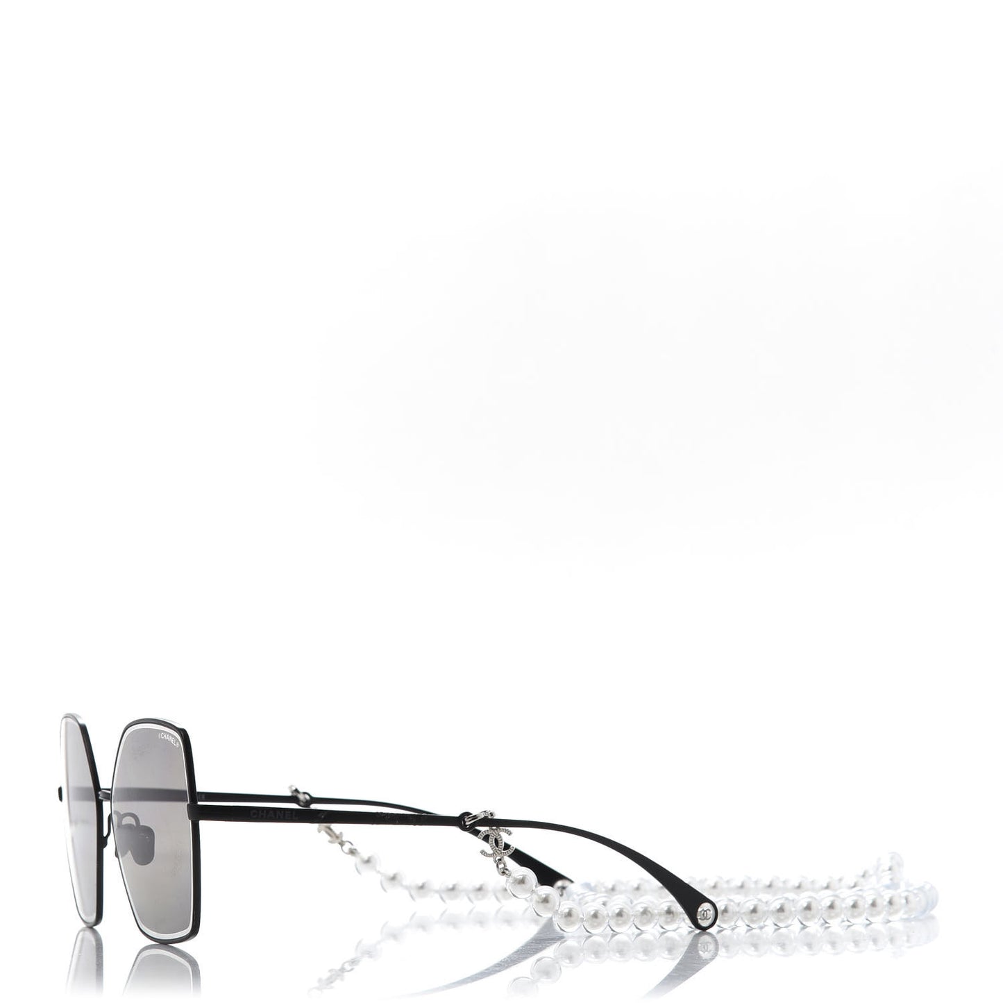 Metal Butterfly Removable Pearl Chain Sunglasses 4262 Black