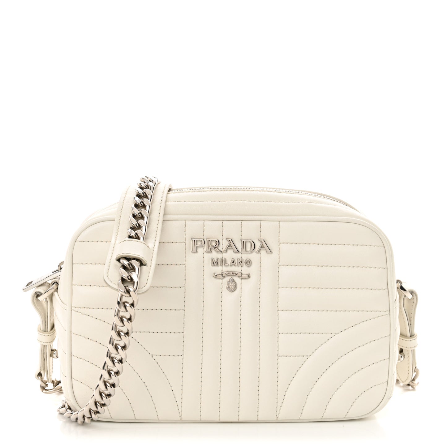 Soft Calfskin Diagramme Crossbody Bag White