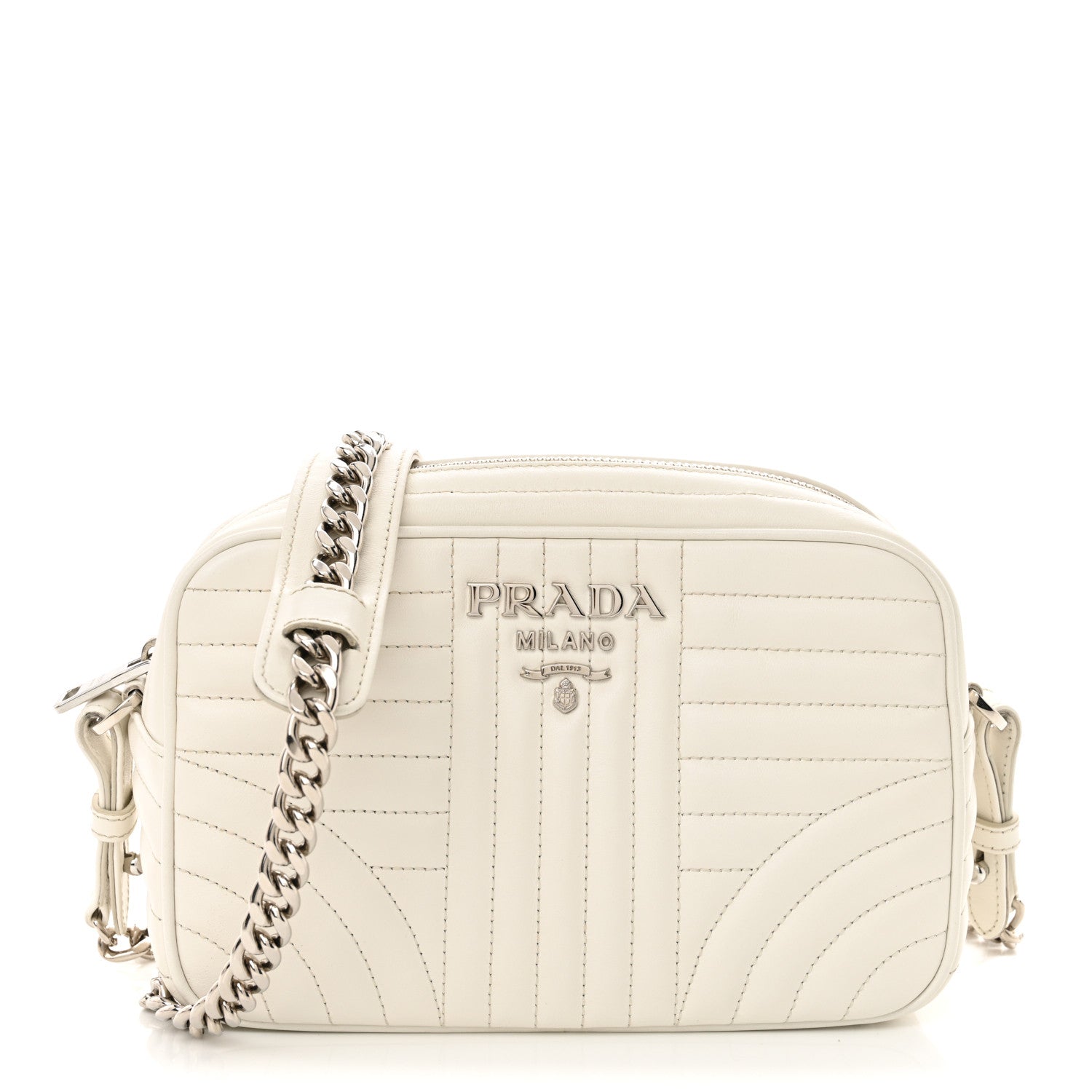 Prada Soft Calfskin Diagramme Crossbody Bag White 1 of 13