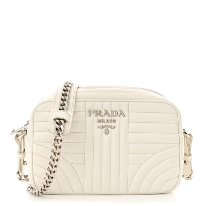 Prada Soft Calfskin Diagramme Crossbody Bag White 1 of 13
