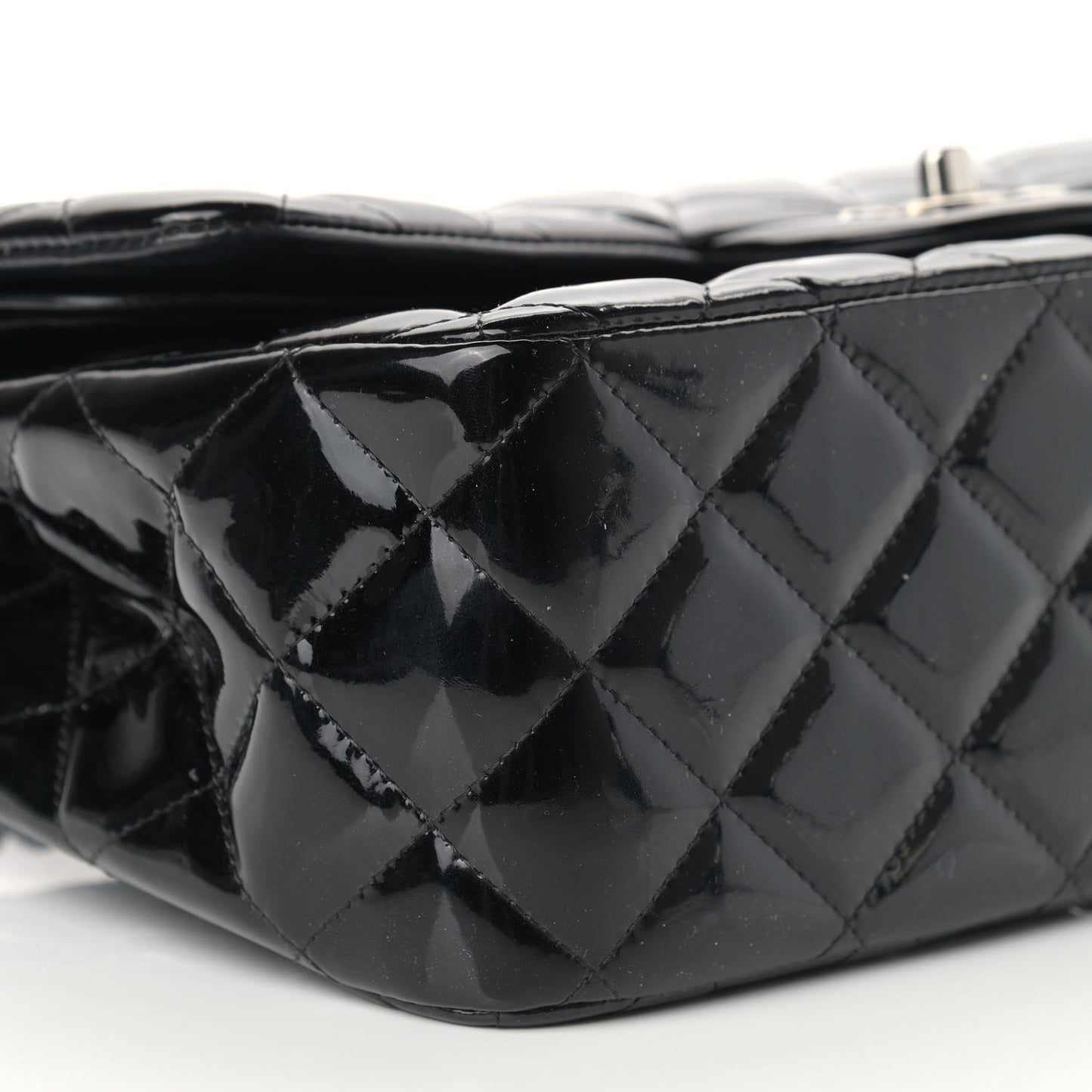 Patent Quilted Jumbo Double Flap Black