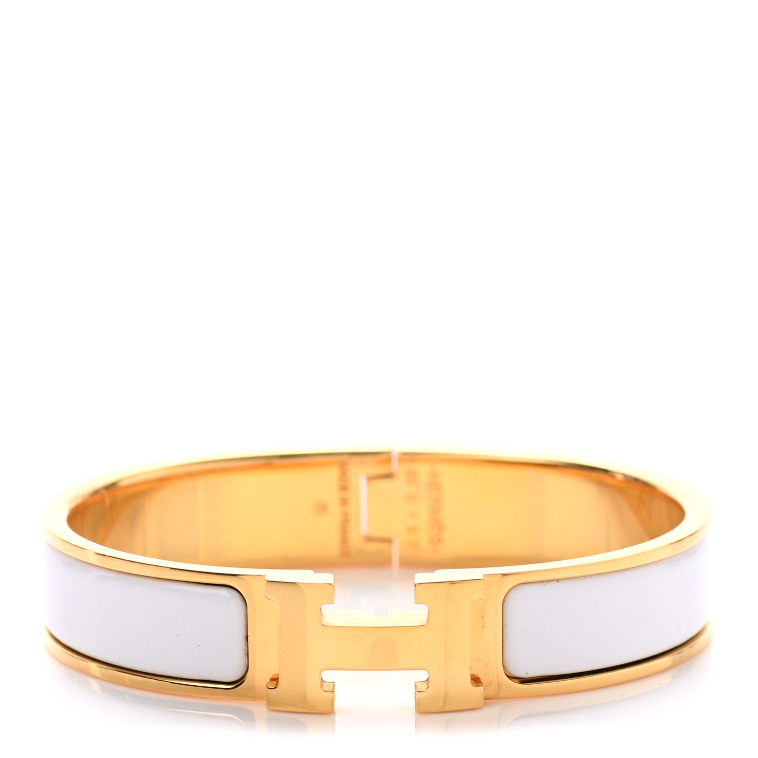 Hermes Enamel Narrow Clic Clac H Bracelet PM White 1 of 6