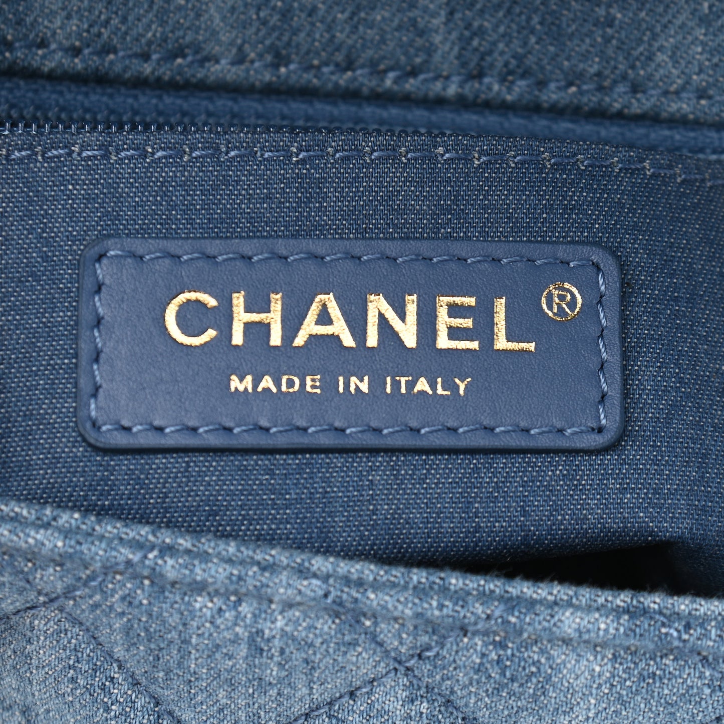 Denim Quilted Mini Pearl Crush Flap Blue