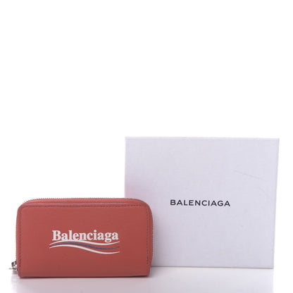 Balenciaga Calfskin Political Campaign Logo Zip Around Card Holder Vivid Red 8 of 8