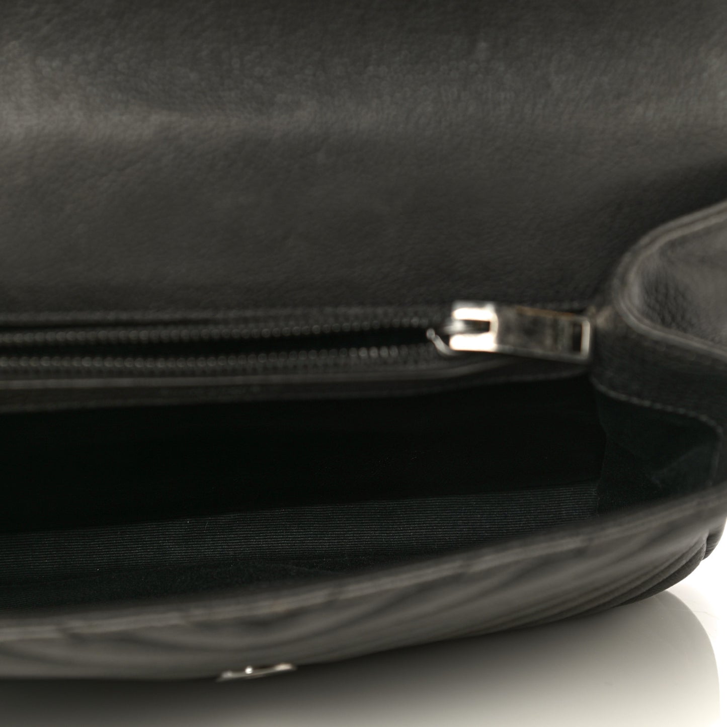 Sheepskin Matelasse Chevron Monogram Medium College Bag Asphalt