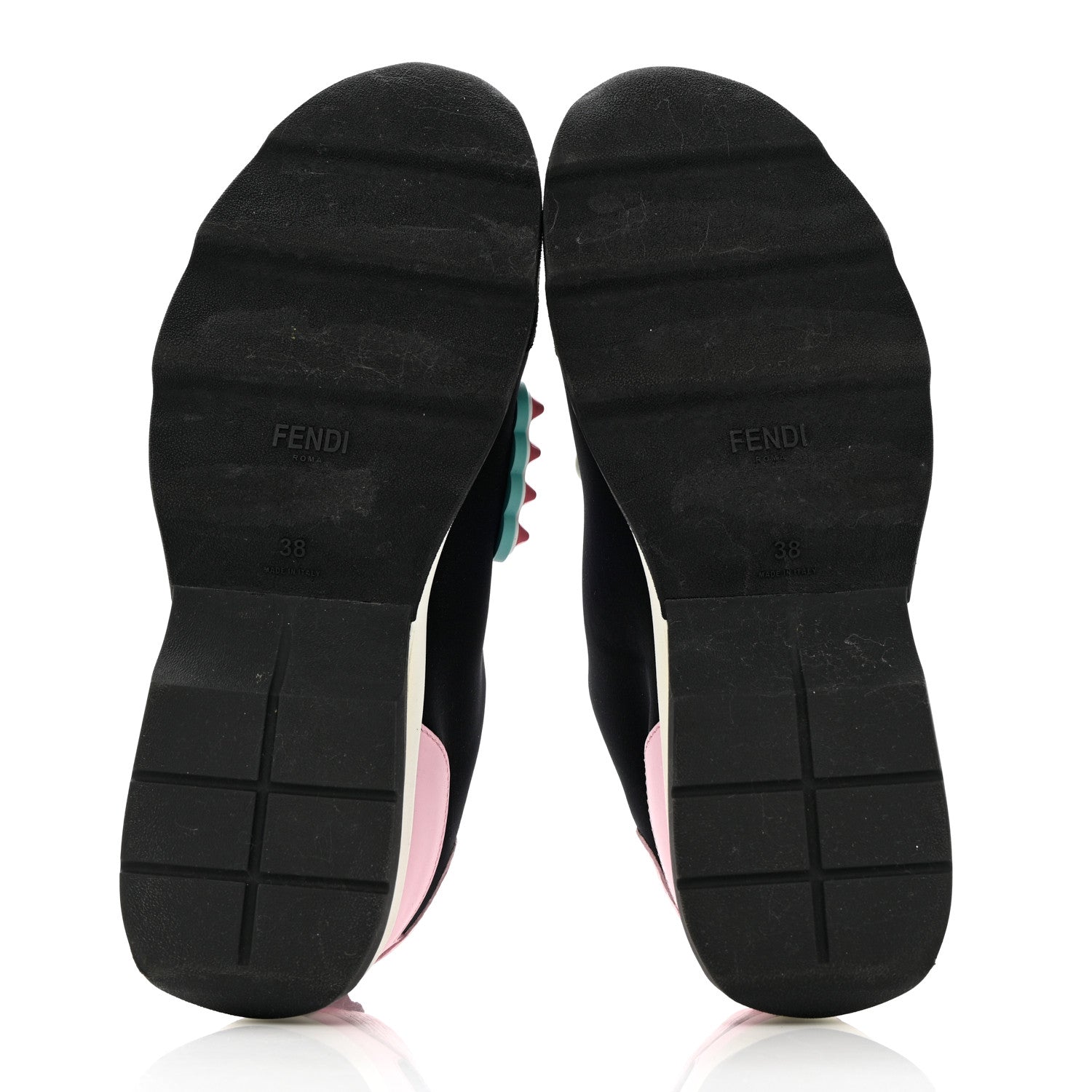 Fendi Neoprene Studded Fun Fair Scuba Sneakers 38 Pink Multicolor 5 of 16