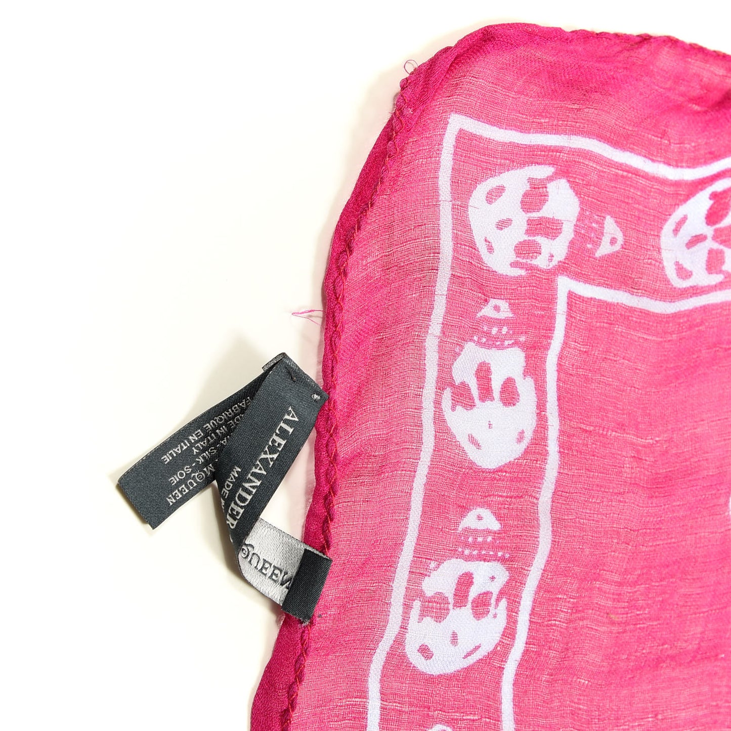 Silk Chiffon Skull Scarf Fuxia