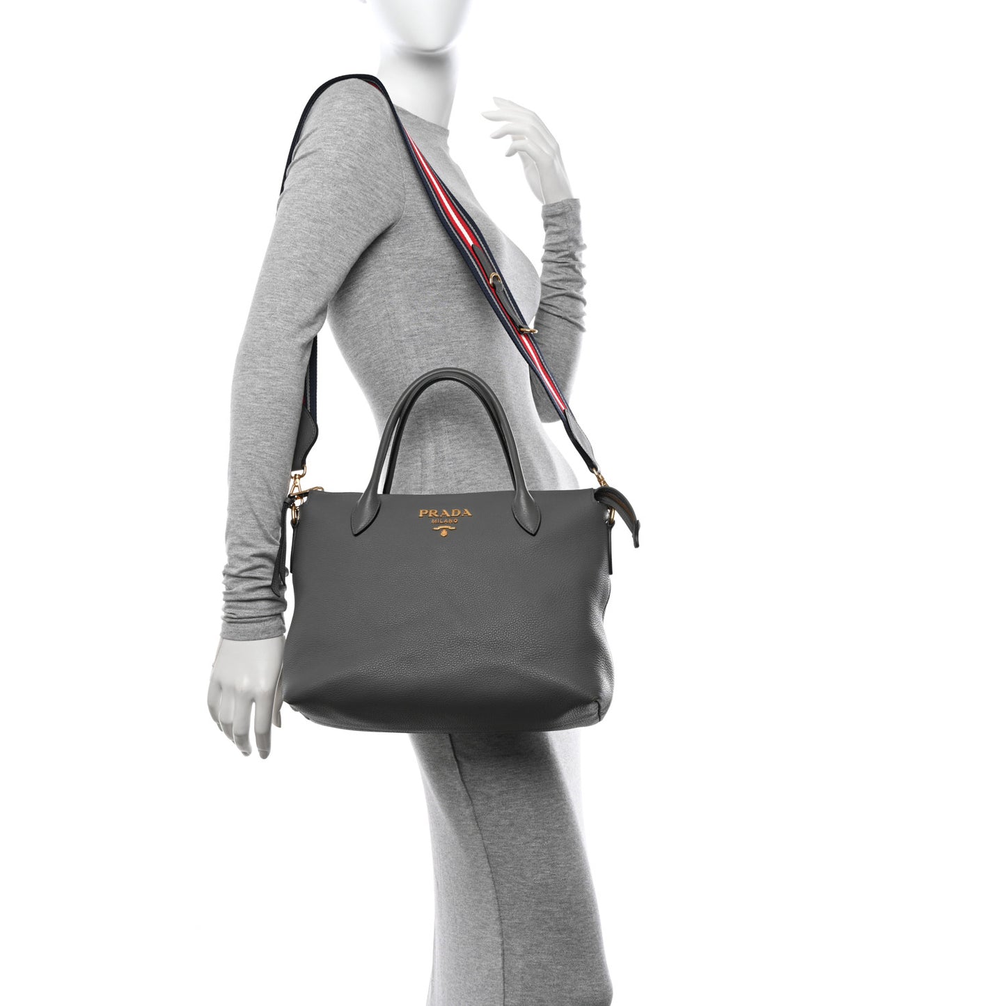 Vitello Daino Shopping Tote Marmo