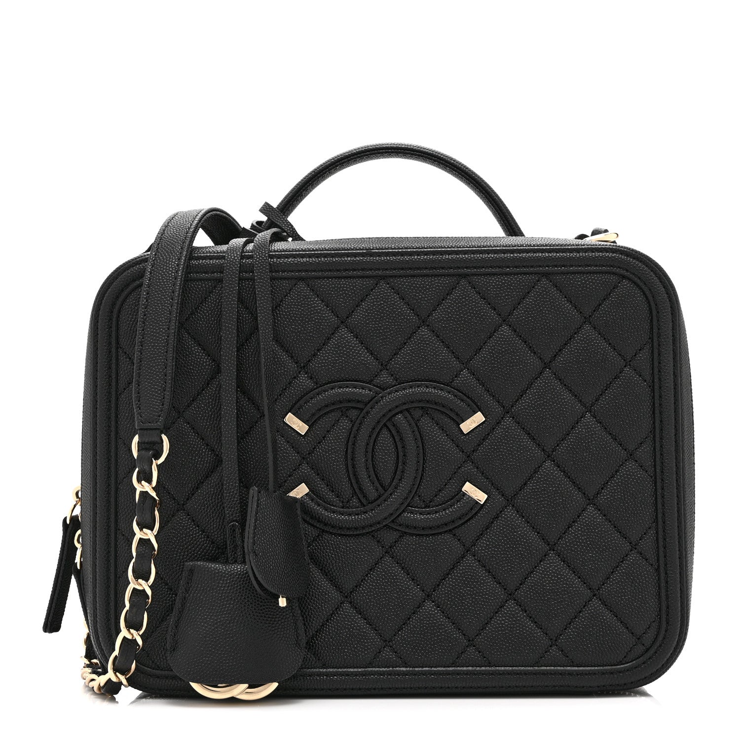Chanel Caviar Quilted Large CC Filigree Vanity Case Black 1 of 12