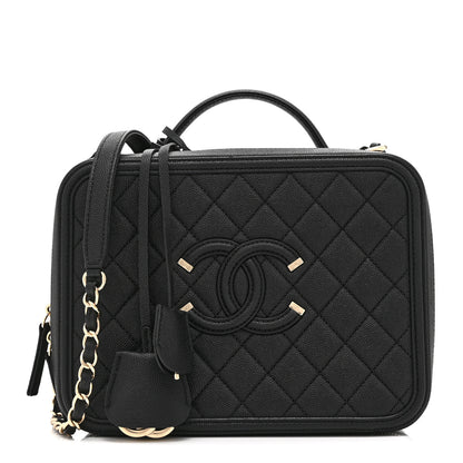 Chanel Caviar Quilted Large CC Filigree Vanity Case Black 1 of 12