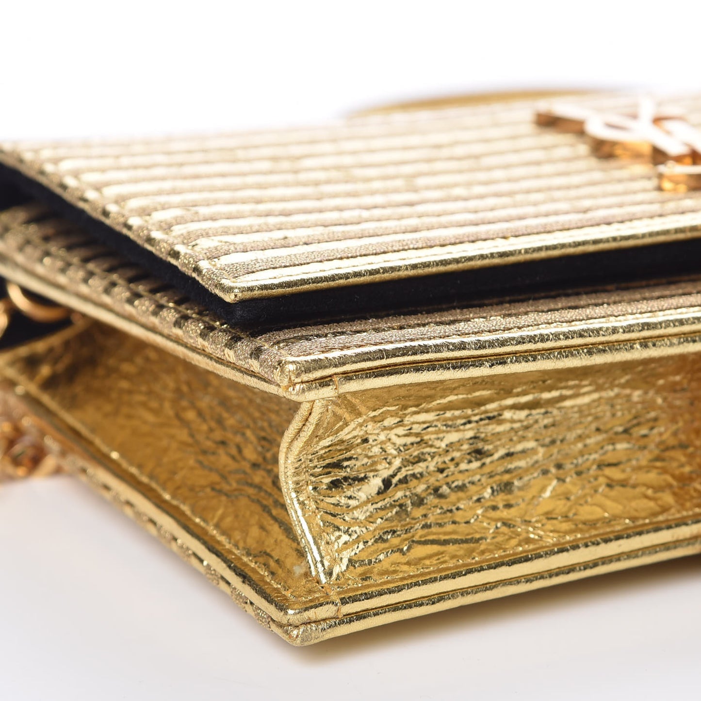Metallic Goatskin Lambskin Classic Monogram Kate Tassel Chain Wallet Gold