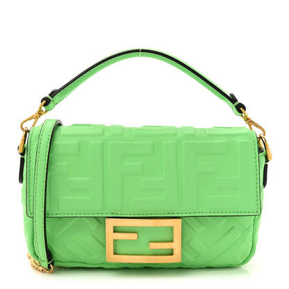 Fendi Nappa FF 1974 Embossed Mini Baguette Edamame 1 of 11