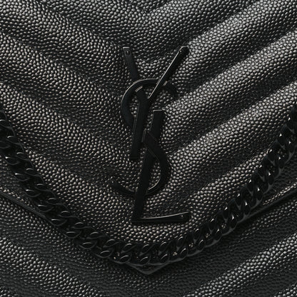 Saint Laurent Grain De Poudre Matelasse Chevron Monogram Monochrome Chain Wallet Black 7 of 10