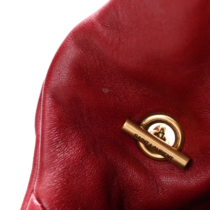 Saint Laurent Lambskin Quilted Toy Loulou Puffer Monogram Chain Satchel Red 12 of 13