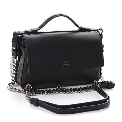 Fendi Vitello Dolce F is Fendi FF Embossed Micro Double Baguette Tobacco Black 3 of 11