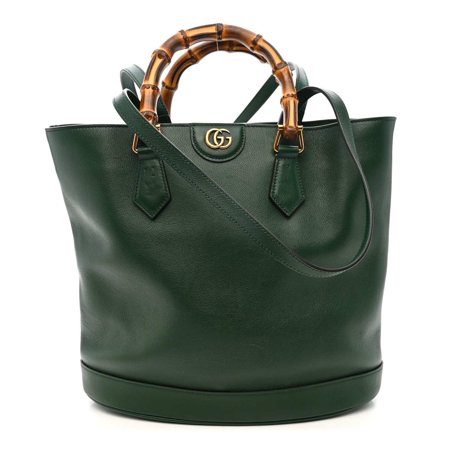 Gucci Softy Wonka Textured Dollar Calfskin Medium Diana Round Tote Bag Vintage Green Powder Pink 1 of 9
